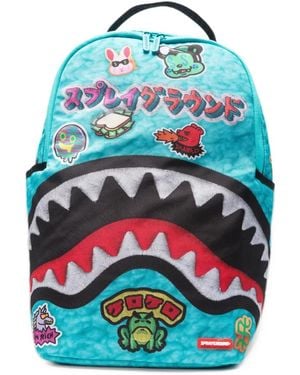 Sprayground Lucky Pack Graphic-Patch Shark-Print Backpack - Blue
