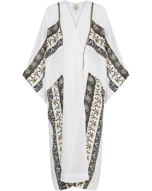 CAMILLA Temples Of Dendara-print kaftan dress - Blanco