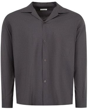 Kaptain Sunshine Summer Plaid Open-Collar Shirt - Grey