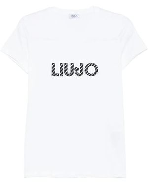 Liu Jo Logo-Embellished Cotton T-Shirt - White