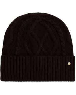ARMANI EXCHANGE Cable-Knit Beanie Hat - Black