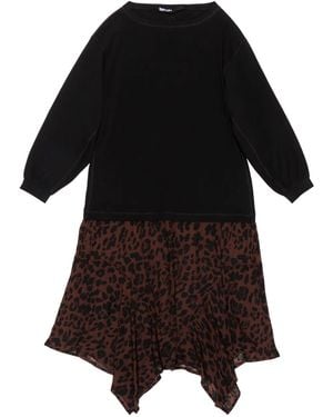 Bimba Y Lola Leopard-Print Asymmetric Dress - Black