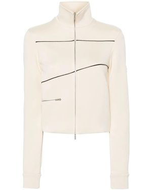Ferragamo Logo-Patch Track Bomber Jacket - Natural