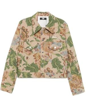 Amiri Floral-Tapestry Logo-Embroidered Jacket - Natural