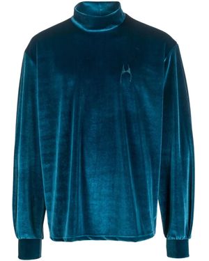 Random Identities High-Neck Velvet Jumper - Blue