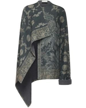 Pierre Louis Mascia Pancake Floral-Pattern Cape - Grey