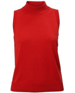 Carolina Herrera Sleeveless Mock-Neck Top - Red