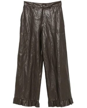 Kristina Ti Ruffled-Trim Palazzo Pants - Gray