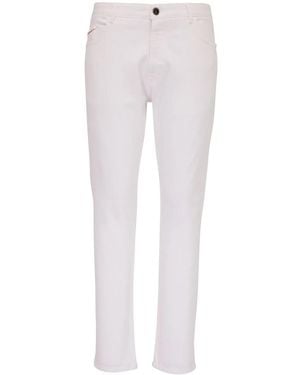 Isaia Logo-Embroidered Mid-Rise Slim-Fit Jeans - White