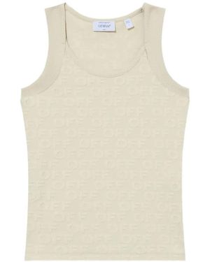 Off-White c/o Virgil Abloh Logo-Pattern Terry Tank Top - Natural