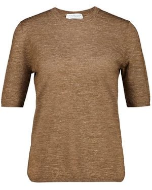 Gabriela Hearst Chryse Short-Sleeve Sweater - Brown