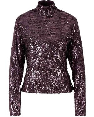 Rabanne Sequin-Detail Long-Sleeve Top - Purple