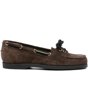 Atp Atelier Lace-Up Suede Loafers - Brown