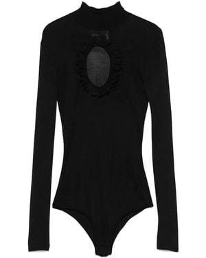 Self-Portrait Cut Out-Detail Knitted Bodysuit - Black