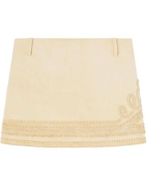 Ermanno Scervino Embroidery Suede Skirt - Natural