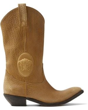 Versace Medusa-Patch Cowboy Boots - Brown
