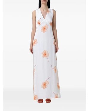 Mar De Margaritas Floral-Print Ruched Maxi Dress - White
