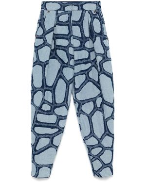 Genny Turtle-Pattern Jeans - Blue