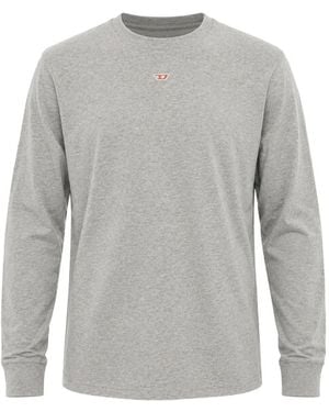 DIESEL Logo-Embroidered Long-Sleeve T-Shirt - Grey