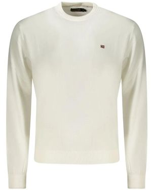 Napapijri Logo-Embroidered Crew-Neck Sweater - White
