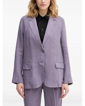 Benetton Linen Notch-Lapels Blazer - Purple