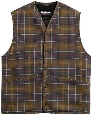 Barbour Gilet Sans Manches À Motif Tartan - Marron