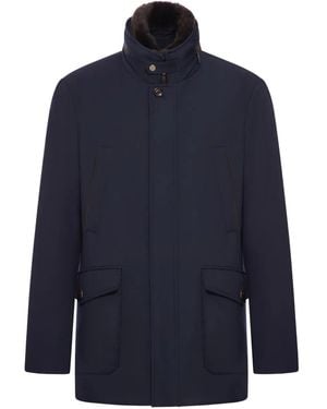 Moorer Jas Met Bontkraag - Blauw