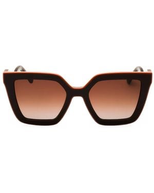 Longchamp Lunettes De Soleil À Monture Papillon Et Branches Ondulées - Marron