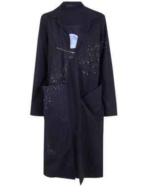 Maria Calderara Front-Pocket Printed-Detail Coat - Blue