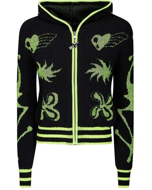 Chopova Lowena Neon Cartoon-Graphics Hoodie - Green