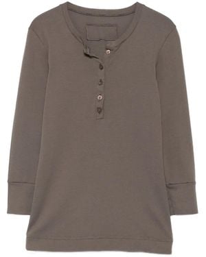 Private 0204 Buttoned Henley T-Shirt - Brown