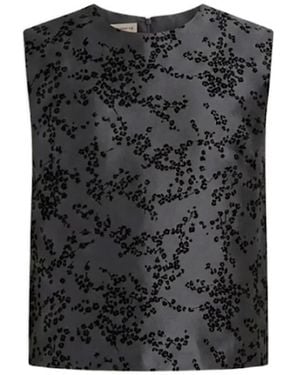 Alberta Ferretti Floral-Print Sleeveless Blouse - Black