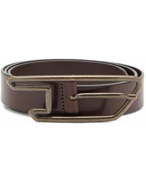 DIESEL 3Cm Leather Belt With D-Logo Buckle - Brown