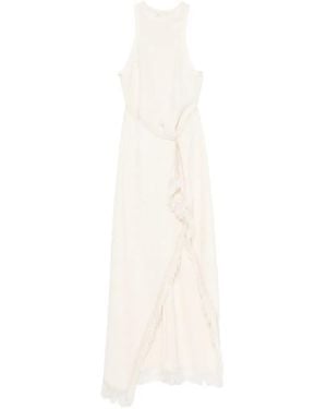 Nanushka Rayen Frayed Draped Midi Dress - White