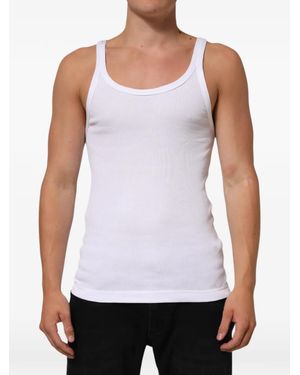 Dolce & Gabbana Ribbed Sleeveless Tank Top - White
