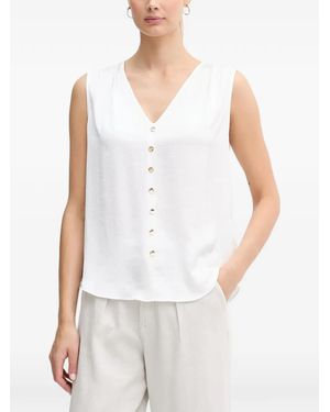 Joseph Ribkoff Button V-Neck Top - White