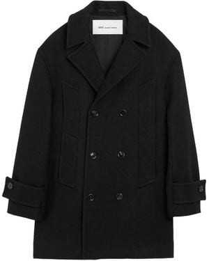 Ami Paris Pea-Coat Aus Wolle - Schwarz