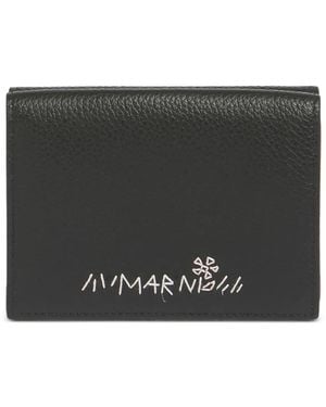 Marni Embroidered-Flower Trifold Wallet - Black