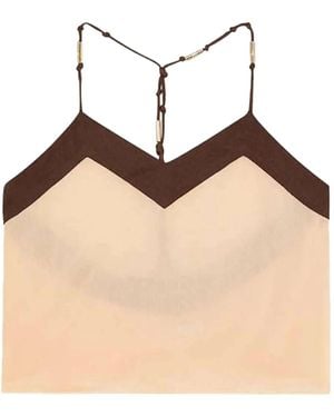 Patrizia Pepe Knot-Detail V-Neck Tank Top - Natural