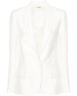 Zadig & Voltaire Vow Single-Breasted Crinkled Blazer - White