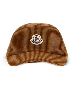 Moncler Corduroy Logo-Patch Baseball Cap - Brown