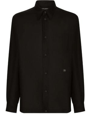 Dolce & Gabbana Linen Hawaiian Shirt - Black