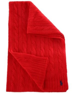 Polo Ralph Lauren Cable-Knit Embroidered-Logo Scarf