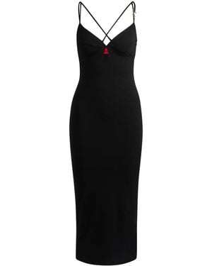HUGO Logo-Plaque Jersey Midi Dress - Black