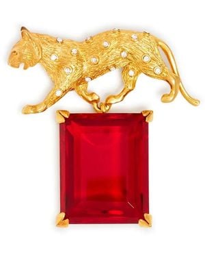 Kenneth Jay Lane Panther Pin - Red