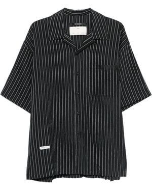 Song For The Mute Gestreiftes Hemd mit kurzen Ärmeln - Schwarz