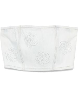 ROTATE BIRGER CHRISTENSEN Top Denim Emili - Bianco