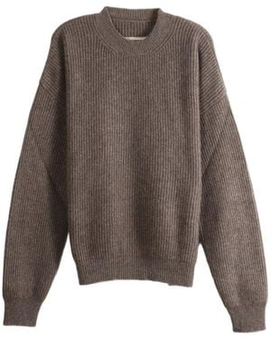 Uma Wang Ribbed-Knit Crew-Neck Jumper - Brown