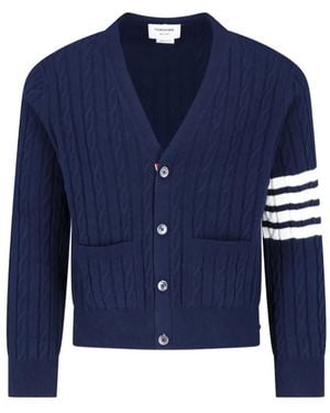 Thom Browne Cárdigan Con Cuello En V - Azul