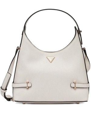 Guess Logo-Plaque Satchel Bag - White